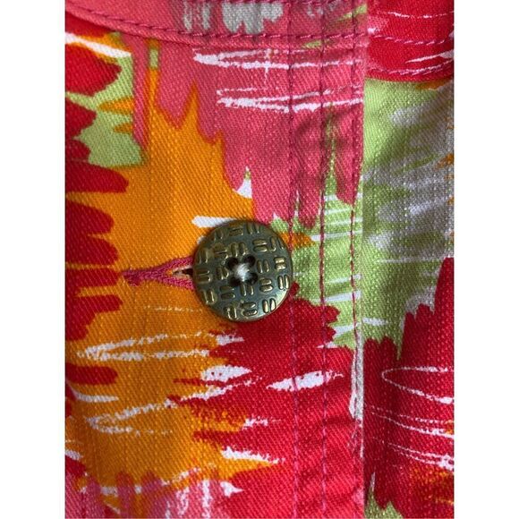 Size 20W, hearts of palm woman, jean jacket with vibrant pattern.  Like new. - Picture 3 of 10
